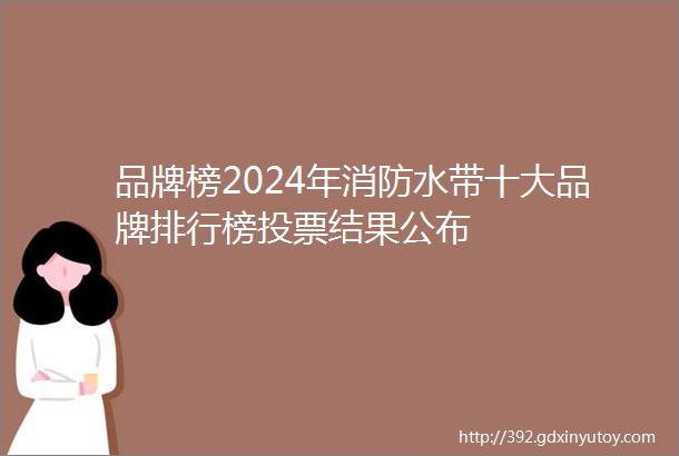 品牌榜2024年消防水带十大品牌排行榜投票结果公布