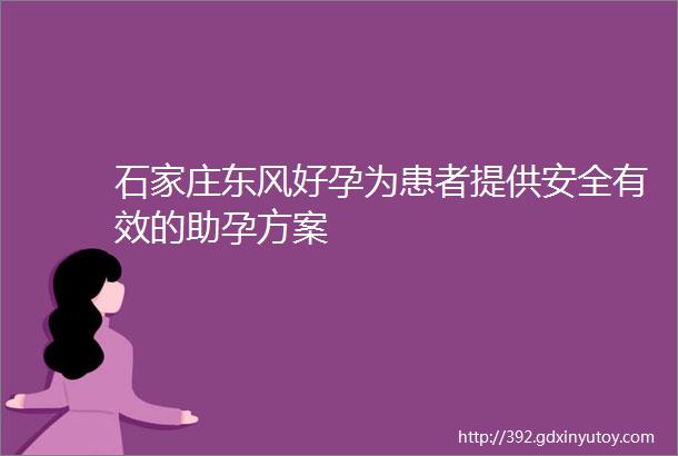 石家庄东风好孕为患者提供安全有效的助孕方案