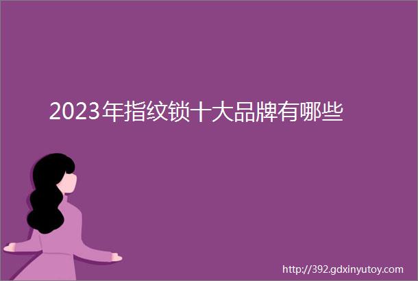 2023年指纹锁十大品牌有哪些