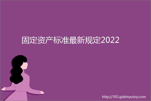 固定资产标准最新规定2022