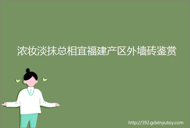 浓妆淡抹总相宜福建产区外墙砖鉴赏