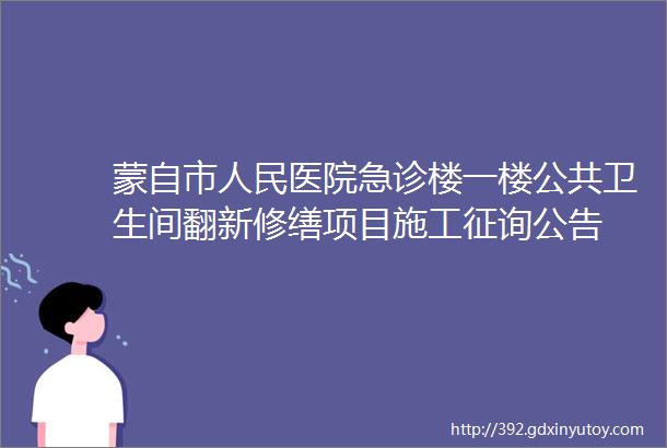 蒙自市人民医院急诊楼一楼公共卫生间翻新修缮项目施工征询公告