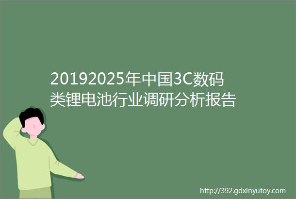 20192025年中国3C数码类锂电池行业调研分析报告