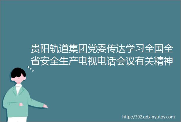 贵阳轨道集团党委传达学习全国全省安全生产电视电话会议有关精神及省市领导讲话精神